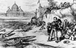 1871 drawing depicts bishops attacking children, part of bigoted anti-Catholic crusade.