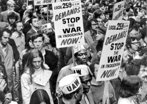 United Auto Workers contingent in May 5, 1971, mass demonstration in New York. Many workers, then some unions, became involved in fight against Washington’s war in Indochina.