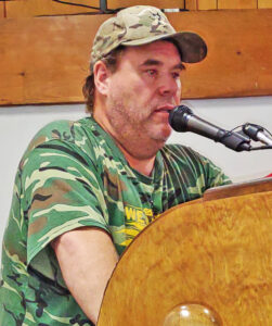 Mine Workers Local 2245 President Brian Kelly speaks at Atlanta United Auto Workers hall on Labor Day about Warrior Met strike.