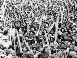 “March of the Pencils” in Havana Dec. 22, 1961, celebrates success of literacy campaign. About 250,000 volunteers, a majority young women, taught 700,000 adults to read and write.