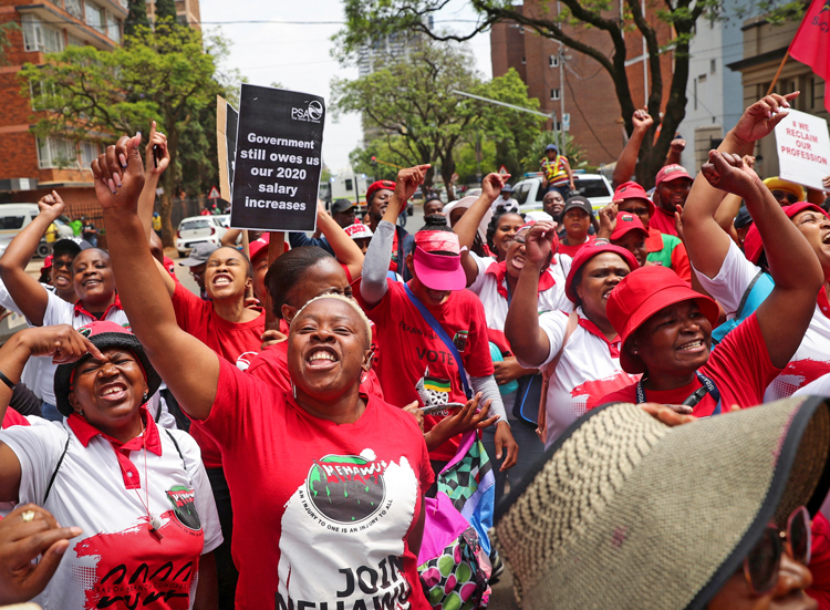 South African public workers protest in Pretoria Nov. 22 on “National Day of Action,” demanding 10% wage raise to cover rising prices. Similar actions are taking place worldwide.