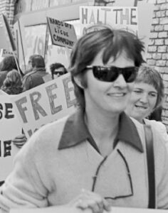 Montauk in 1968 Bay Area protest againstjailing of members of sister party in France.