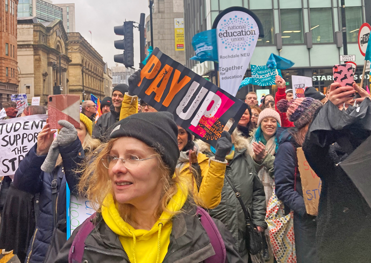 Over 1,000 workers protested in Manchester, England, Feb. 1, part of 500,000 nationwide who rallied for raises, better work conditions and the end of government attempts to limit strikes.