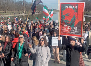 Thousands march in Washington, D.C., demand end of repression by reactionary regime in Iran Feb. 11, part of international day of protests, including in Chicago and Los Angeles.