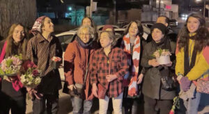 Seven Iranian women political prisoners, supporters celebrate their release from Tehran’s notorious Evin Prison, Feb. 9. Independent unions, student groups and others are demanding release of all political, union prisoners.