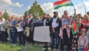 Protest in Erbil against March 20 killing by Turkish-backed militias of four celebrating Kurdish New Year in Jindiries, Syria. Kurds’ firm resolve to win self-determination marks politics across the Mideast.