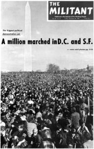 Nov. 28, 1969, Militant reporting massive protest against Vietnam War. 