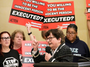 Death penalty opponent Sister Helen Prejean speaks at protest against execution of Richard Glossip May 4 at Oklahoma Supreme Court. State attorney general also opposes his execution.