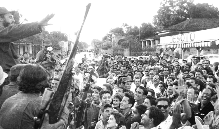 Fidel Castro addresses popular outpouring in Colon on “Liberty Caravan” to Havana, Jan. 7, 1959. When Batista’s murderous henchmen were tried, punished, U.S. press screamed “bloodbath!” The opposite was true, Castro said, the Cuban Revolution ensured “no lynchings, no people dragged through the streets.”