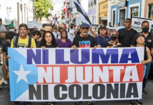 Nov. 27, 2022, protest in San Juan against U.S. colonial rule in Puerto Rico. Speakers at U.N. hearing described how U.S. exploitation has worsened economic, social crisis on the island.