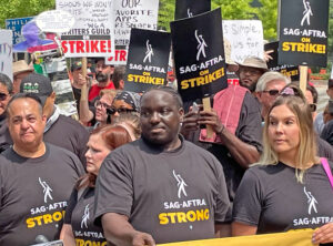 SAG-AFTRA and Writers Guild unionists rally in Philadelphia July 20. Showing the power of united action, actors struck July 13, joining writers who had been on strike since May 2.