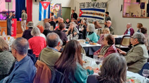 Aug. 6 meeting in Sydney, above, marked 70th anniversary of attack on the Moncada Barracks in Santiago de Cuba, the opening battle of Cuban Revolution. Inset, Marianniz Díaz and Iván Barreto, leaders of Union of Young Communists of Cuba.