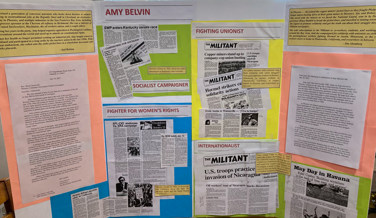 Display at Aug. 26 meeting in Lexington, Kentucky, showed political work done by Amy Belvin.