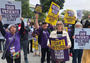 SEIU health care workers lead rally at Oakland, California, Labor Day Sept. 4. More than 1,000 people turned out to support their fight for staff increases and higher wages.