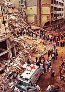 Hezbollah has long history of attacks on Jews. Above, July 1994 bombing of Jewish community center in Buenos Aires, Argentina, killed 86.