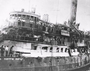 Jewish immigrants aboard Exodus ship in Haifa Harbor, July 18, 1947. British rulers refused to let them disembark. Stalinist Communist Parties betrayal of openings for revolution in Europe in the 1930s opened the door for Hitler to come to power in Germany; the refusal of Washington and other imperialist powers to allow Jews in; and the cold-blooded murder of 6 million Jews in the Holocaust led to the formation of Israel as a refuge for Jews in 1948.