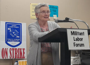 Lisa Potash, SWP candidate for U.S. Congress from Georgia, told Militant Labor Forum in Atlanta Oct. 8 that middle-class left falsely portrays Hamas as a national liberation organization. In fact it is “a reactionary Islamist puppet of Tehran” that rules Palestinians in Gaza by thuggery.