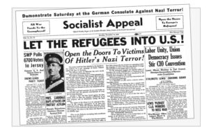 Nov. 19, 1938, issue of Socialist Appeal, as Militant was called then. SWP demanded U.S. rulers admit refugees from Nazi terror against Jews in Germany days after Kristallnacht pogrom.