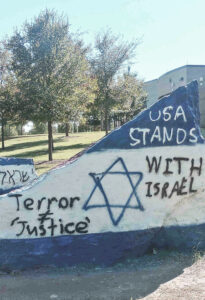 Students at University of Texas at Dallas are fighting to overturn administration’s removal of “Spirit Rocks,” above, students used to express their opinions on Israel, Hamas.