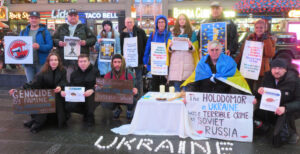 Russian emigres protest in New York Nov. 26 commemorating the Holodomor, “death by starvation,” imposed by Joseph Stalin regime that killed 4 million people in Ukraine in 1932-33.