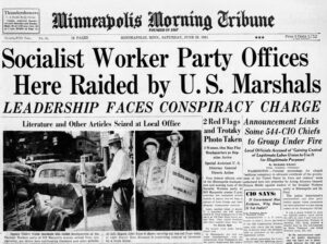 FBI raids Socialist Workers Party headquarters in Minneapolis June 1941, as Roosevelt administration led assault on constitutional freedoms to silence opposition in labor movement to U.S. rulers’ preparations for World War II.
