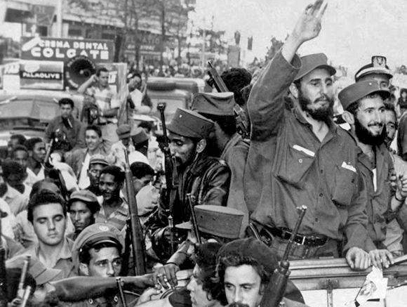 Fidel Castro’s Freedom Caravan enters Havana, Cuba, Jan. 8, 1959. “A sea of people,” he said, met rebel fighters after popular insurrection, general strike sealed victory in revolutionary war.