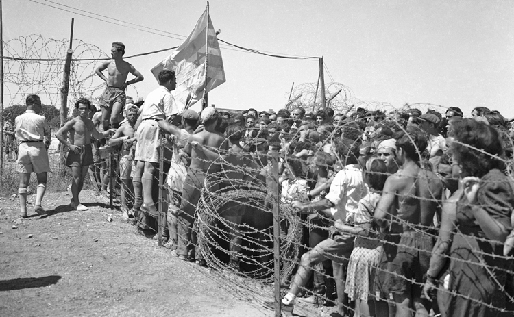 U.S., British, other imperialist powers turned back Jewish refugees during, after Holocaust. Above, Jews jailed by British rulers at internment camp near Famagusta, Cyprus, Nov. 29, 1946, for attempting to travel to Palestine.
