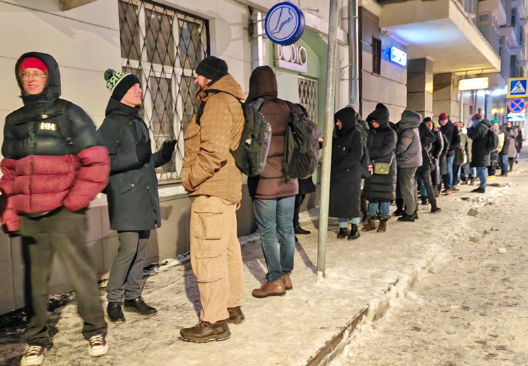 Over 100,000 people lined up for blocks in Moscow, above, and other Russian cities in January to petition for candidate Boris Nadezhdin running on antiwar platform against President Valdimir Putin. Lines were largest show of opposition in Russia to Moscow’s invasion of Ukraine.