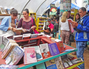 Visitors crowd into central bookstore for Cuban publishers at Havana International Book Fair Feb. 24. Foreign and other Cuban publishers had stalls elsewhere around the book fair grounds.