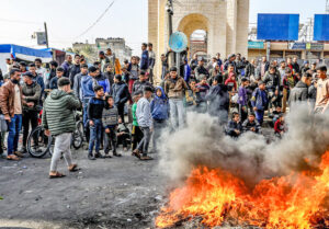 Rafah, Gaza, protest against skyrocketing prices Feb. 28. Hamas steals part of the humanitarian aid, sells some of it at a huge profit, while civilians suffer impact of the war Hamas provoked.
