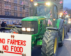 Farmers protest government policies March 25 in London.
