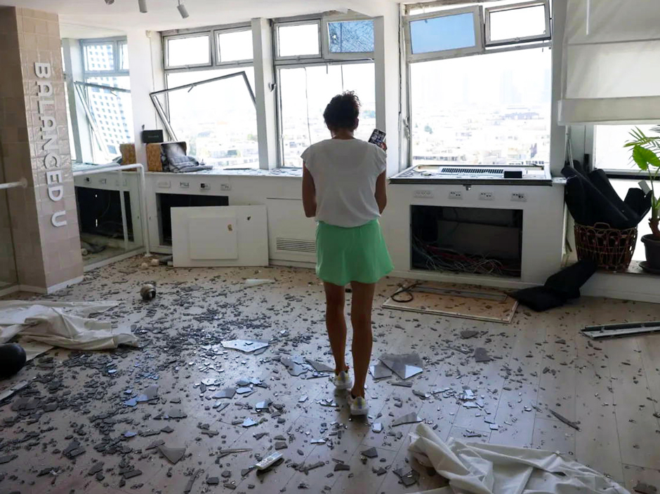 Tel Aviv apartment damaged by Houthi drone attack July 19. Houthis, like Hamas and others in Tehran’s “axis of resistance,” seek to impose Hitler’s “Final Solution” on Jews in Israel.