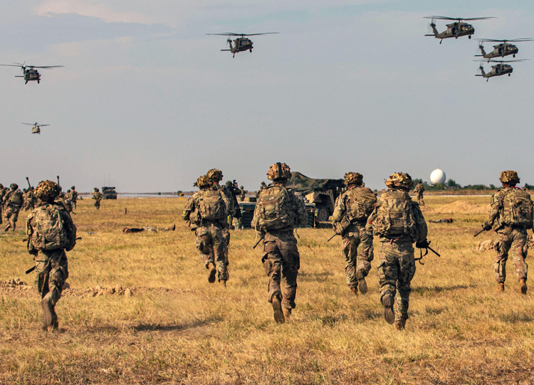 U.S. troops at Mihail Kogalniceanu airport in Romania, July 30, 2022, after Moscow’s invasion of Ukraine. Expanded NATO air base, near Black Sea west of Crimea, will be Europe’s largest.