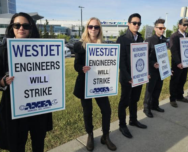 WestJet mechanics, maintenance workers picket June 19, week before gov’t ordered them to go into arbitration. Instead they went on strike for two days before being ordered back to work.