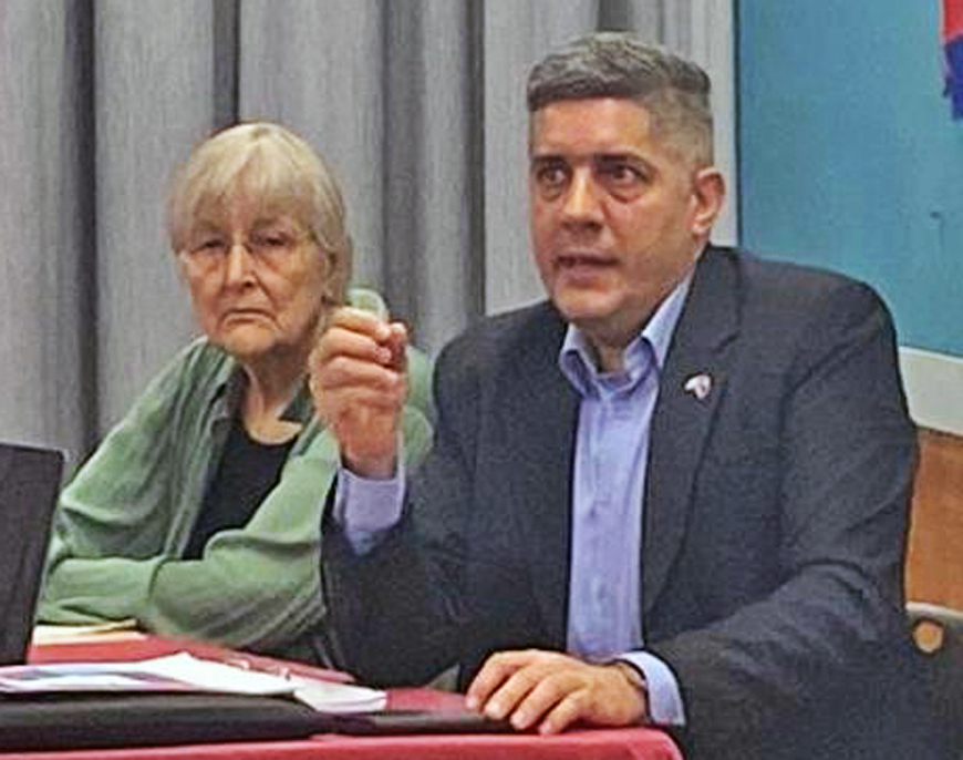 “Cuba has been a victim of terrorist actions that for years have been organized and financed from U.S. territories,” Luis Ernesto Morejón Rodríguez, Cuba’s ambassador to New Zealand, told a public meeting in Auckland Sept. 14. At left, Fiona Taler of the Cuba Friendship Society.