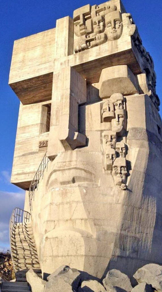 “Mask of Sorrow” by Ernst Neizvestny erected in 1996 in Magadan on Russia’s remote Far East Pacific coast dedicated to victims of Stalinist Soviet Gulag system.