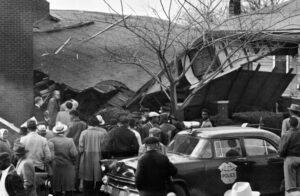 Fred Shuttlesworth’s home in Birmingham after it was firebombed by the Ku Klux Klan Dec. 25, 1956.