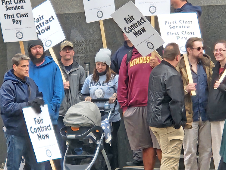 Postal workers rally, one of many in U.S., in Minneapolis Oct. 14.