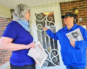 After deadly explosion at Louisville factory, Hope Harp, right, a member of Millwrights Local 1076, told Socialist Workers Party member Amy Husk Nov. 17, “What happened in that plant should never have happened. Two workers are dead. This is everybody’s concern.”