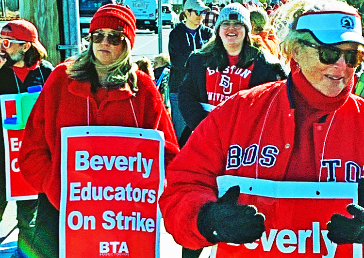 Picket line at Beverly Middle School, Massachusetts, Nov. 19.