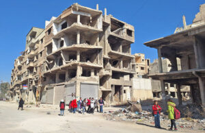 Destrucción en distrito de Yarmouk en Damasco causada por ataques de dictadura de al-Asad. Con su derrocamiento los trabajadores tienen más espacio para luchar por sus intereses.