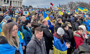 Thousands rallied in Washington, D.C., above, Feb. 22, and in over 700 cities in U.S. and around the world in support of Ukraine’s sovereignty three years after Moscow’s invasion.