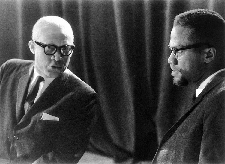 Malcolm X, right, and Clifton DeBerry at Militant Labor Forum in New York Jan. 7, 1965. DeBerry, chairing the meeting, was the Socialist Workers Party 1964 candidate for president.