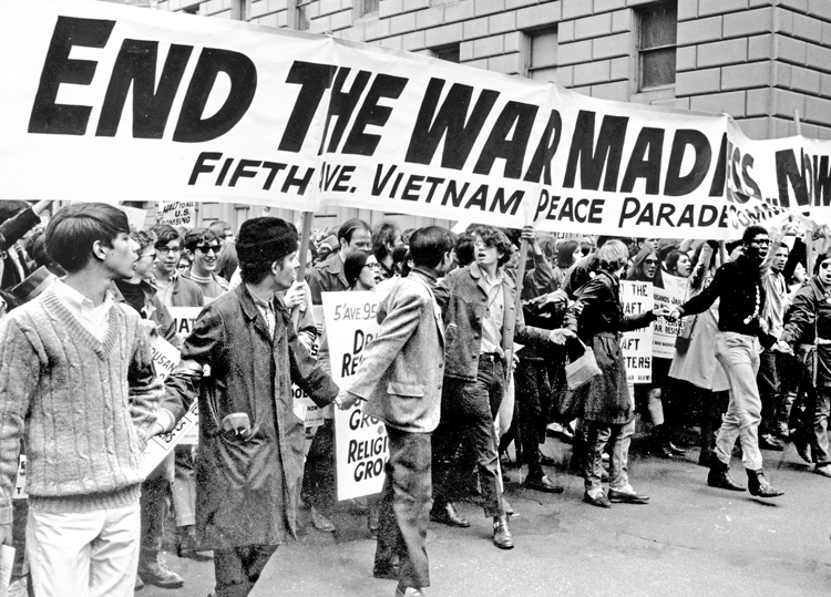 Protest against Washington’s war on the people of Vietnam, April 27, 1968, in New York. Mass movement sparked “interest in root causes of military conflict,” Evelyn Reed wrote.