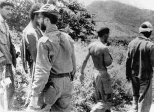 Rebel Army turns captured soldiers of dictator Fulgencio Batista over to Red Cross in mid-1958 in Sierra Maestra. “No prisoner’s life has ever been taken, no wounded soldier left without medical care,” Fidel Castro said. “No prisoner has ever been beaten, insulted, or humiliated.”