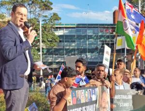 Robert Gregory, president of Australian Jewish Association, condemned attacks on Jews at July 6 rally in Parramatta, western Sydney. Actions were held in Brisbane, Melbourne, Perth.
