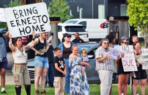 Some 200 people rally in Bowling Green, Kentucky, June 11 to demand freedom for Ernesto Manuel-Andres, 18, who was seized and detained by ICE. He won release two weeks later.