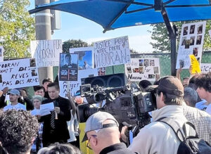 Protest in Montreal Sept. 27 after cops shot Afghani immigrant youth Nooran Rezayi. “Cops ‘serve and protect’ private property, political rule of the bosses,” Communist League said.