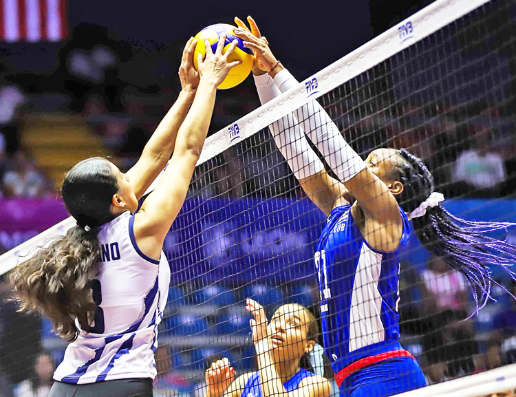 Cuban volleyball team, right, plays Nicaragua at U23 Pan American Cup in Mexico July 28. Washington’s denial of visas to Cuban athletes could prevent participation in 2028 Olympics.