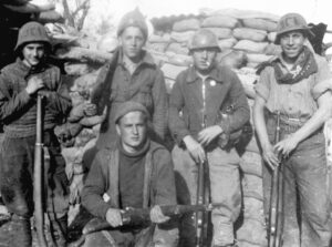 Working-class militia in Aragón, Spain, March 1937, during Spanish civil war. Stalinist-led Popular Front government subordinated mass worker and peasant movement to interests of “progressive” capitalists, sabotaged fight against fascists, leading to defeat of the revolution.